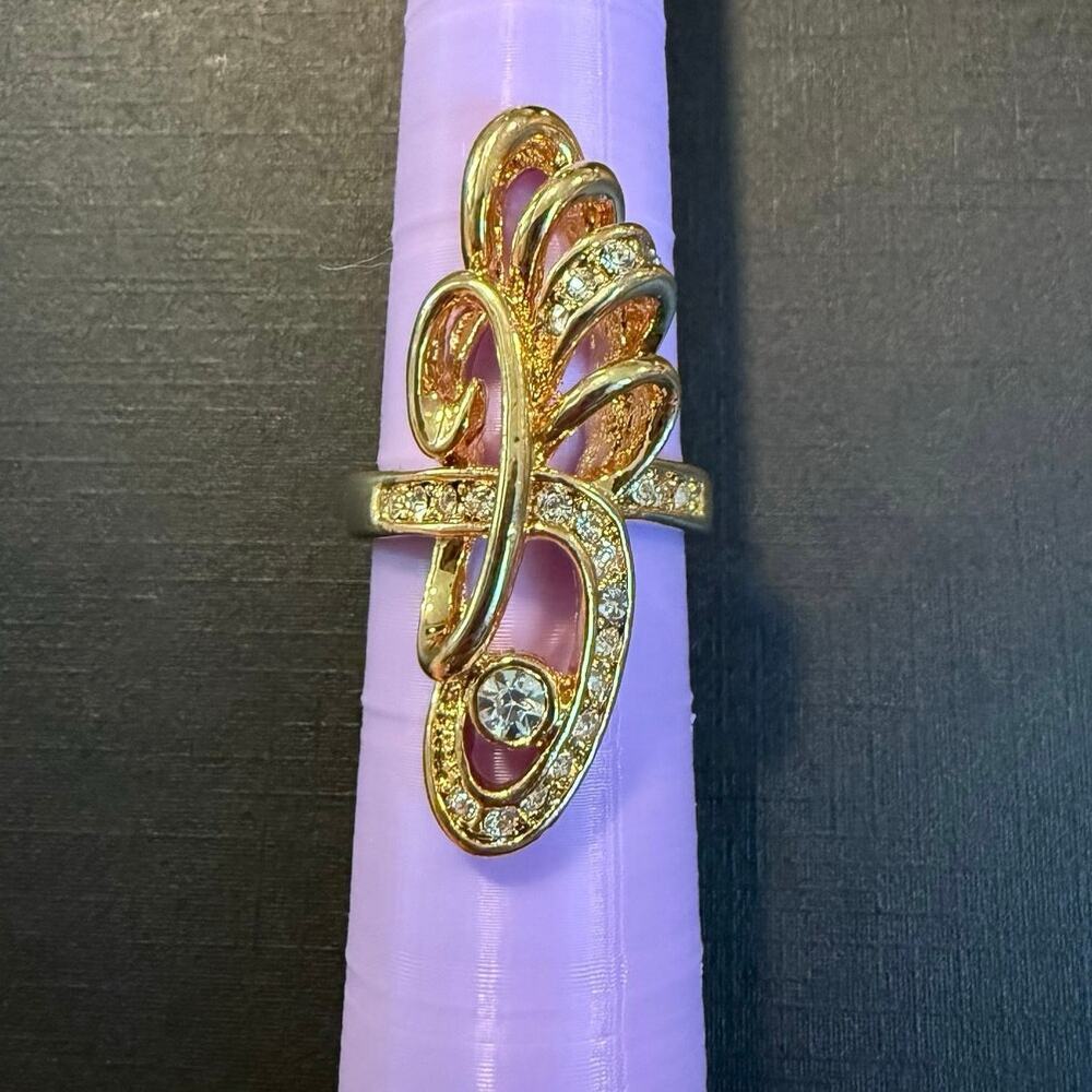 TJ Fallon Jewelry Swirl & Rhinestone Statement Ring size 8.75